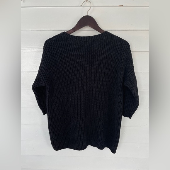 3/25 Black Rib Knit 3/4 Sleeve Forever 21 Sweater - Picture 2 of 8